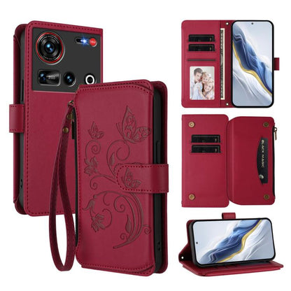 Butterfly Love Flower Multi-card Zipper Wallet Leather Phone Case, For ZTE Kantan Sumaho 4 A402ZT, For ZTE Blade V60 4G / Axon 60 4G, For ZTE Blade A35e, For ZTE Nubia Neo 3 GT, For ZTE nubia Music 2, For ZTE nubia S 5G A403ZT                          ...