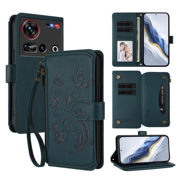 Butterfly Love Flower Multi-card Zipper Wallet Leather Phone Case, For ZTE Kantan Sumaho 4 A402ZT, For ZTE Blade V60 4G / Axon 60 4G, For ZTE Blade A35e, For ZTE Nubia Neo 3 GT, For ZTE nubia Music 2, For ZTE nubia S 5G A403ZT                          ...