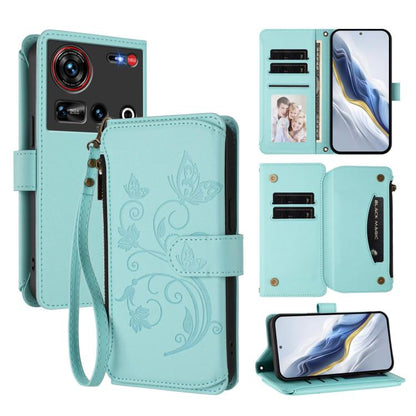 Butterfly Love Flower Multi-card Zipper Wallet Leather Phone Case, For ZTE Kantan Sumaho 4 A402ZT, For ZTE Blade V60 4G / Axon 60 4G, For ZTE Blade A35e, For ZTE Nubia Neo 3 GT, For ZTE nubia Music 2, For ZTE nubia S 5G A403ZT                          ...
