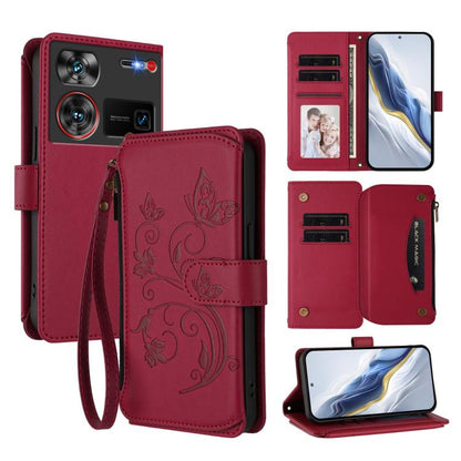 Butterfly Love Flower Multi-card Zipper Wallet Leather Phone Case, For ZTE nubia RedMagic 10 Pro, For ZTE Blade V60 Vita / V60 Design, For ZTE Blade A75 5G / nubia Focus 5G, For ZTE Blade A75 4G, For ZTE Blade A35 / A55, For ZTE nubia Focus Pro 5G     ...