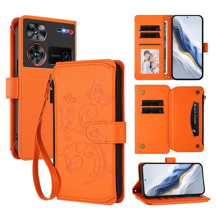 Butterfly Love Flower Multi-card Zipper Wallet Leather Phone Case, For ZTE nubia RedMagic 10 Pro, For ZTE Blade V60 Vita / V60 Design, For ZTE Blade A75 5G / nubia Focus 5G, For ZTE Blade A75 4G, For ZTE Blade A35 / A55, For ZTE nubia Focus Pro 5G     ...