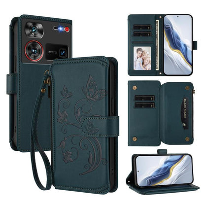 Butterfly Love Flower Multi-card Zipper Wallet Leather Phone Case, For ZTE nubia RedMagic 10 Pro, For ZTE Blade V60 Vita / V60 Design, For ZTE Blade A75 5G / nubia Focus 5G, For ZTE Blade A75 4G, For ZTE Blade A35 / A55, For ZTE nubia Focus Pro 5G     ...