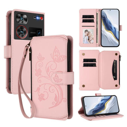Butterfly Love Flower Multi-card Zipper Wallet Leather Phone Case, For ZTE nubia RedMagic 10 Pro, For ZTE Blade V60 Vita / V60 Design, For ZTE Blade A75 5G / nubia Focus 5G, For ZTE Blade A75 4G, For ZTE Blade A35 / A55, For ZTE nubia Focus Pro 5G     ...