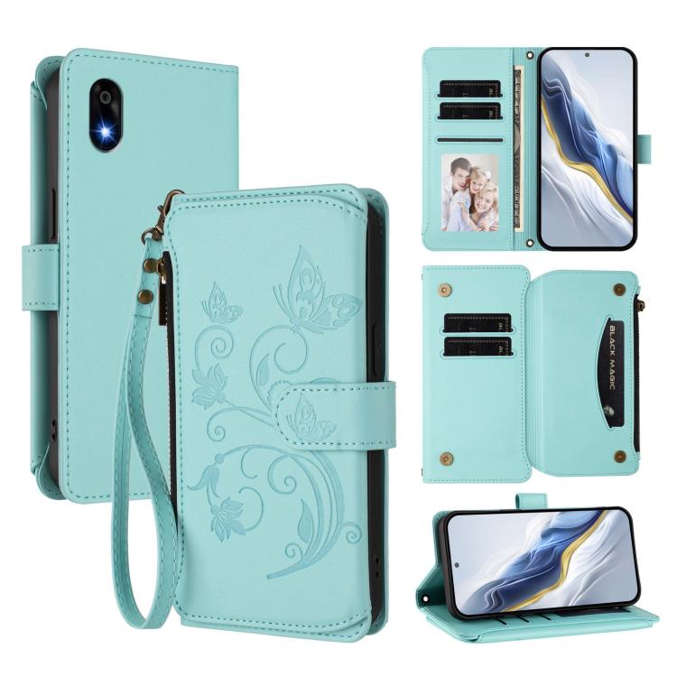 Butterfly Love Flower Multi-card Zipper Wallet Leather Phone Case, For ZTE Kantan Sumaho 4 A402ZT, For ZTE Blade V60 4G / Axon 60 4G, For ZTE Blade A35e, For ZTE Nubia Neo 3 GT, For ZTE nubia Music 2, For ZTE nubia S 5G A403ZT                          ...