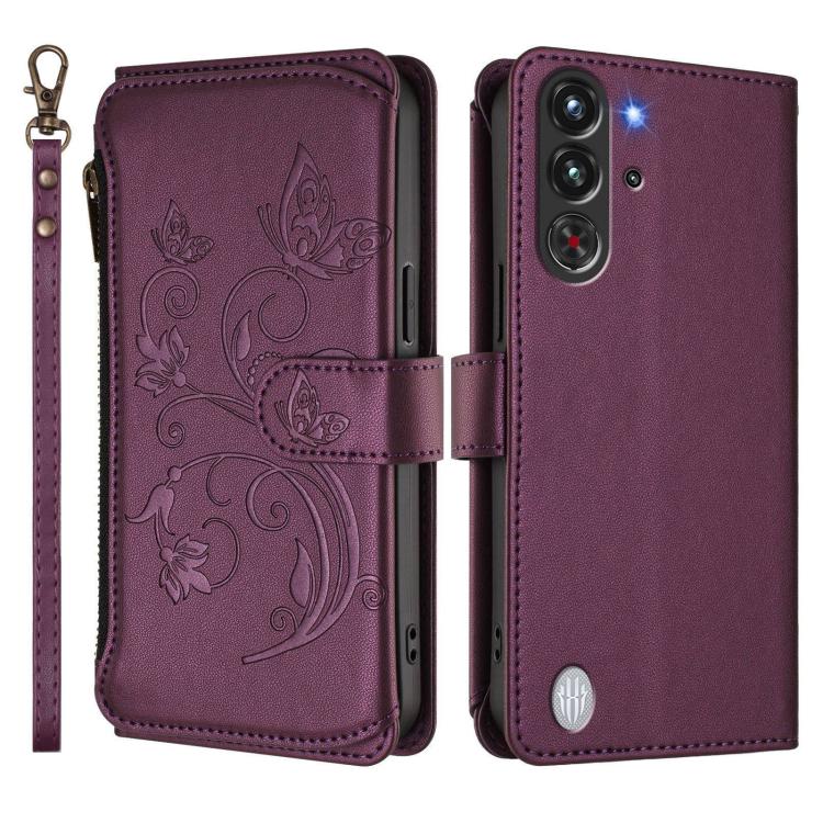 Butterfly Love Flower Multi-card Zipper Wallet Leather Phone Case, For ZTE nubia RedMagic 10 Pro, For ZTE Blade V60 Vita / V60 Design, For ZTE Blade A75 5G / nubia Focus 5G, For ZTE Blade A75 4G, For ZTE Blade A35 / A55, For ZTE nubia Focus Pro 5G     ...