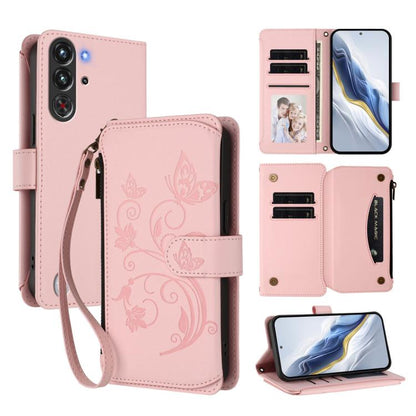 Butterfly Love Flower Multi-card Zipper Wallet Leather Phone Case, For ZTE nubia RedMagic 10 Pro, For ZTE Blade V60 Vita / V60 Design, For ZTE Blade A75 5G / nubia Focus 5G, For ZTE Blade A75 4G, For ZTE Blade A35 / A55, For ZTE nubia Focus Pro 5G     ...