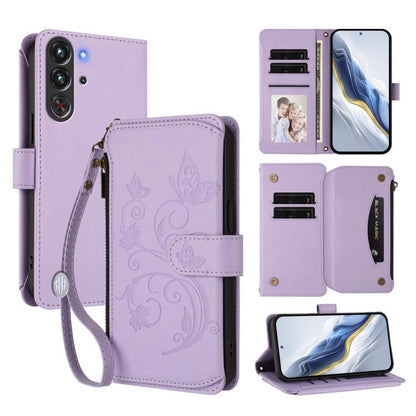 Butterfly Love Flower Multi-card Zipper Wallet Leather Phone Case, For ZTE nubia RedMagic 10 Pro, For ZTE Blade V60 Vita / V60 Design, For ZTE Blade A75 5G / nubia Focus 5G, For ZTE Blade A75 4G, For ZTE Blade A35 / A55, For ZTE nubia Focus Pro 5G     ...