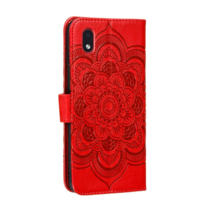 Red PU leather phone case with mandala embossing on the front flip