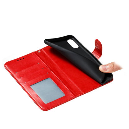 Red PU leather wallet case interior with card slot panel and elastic holder