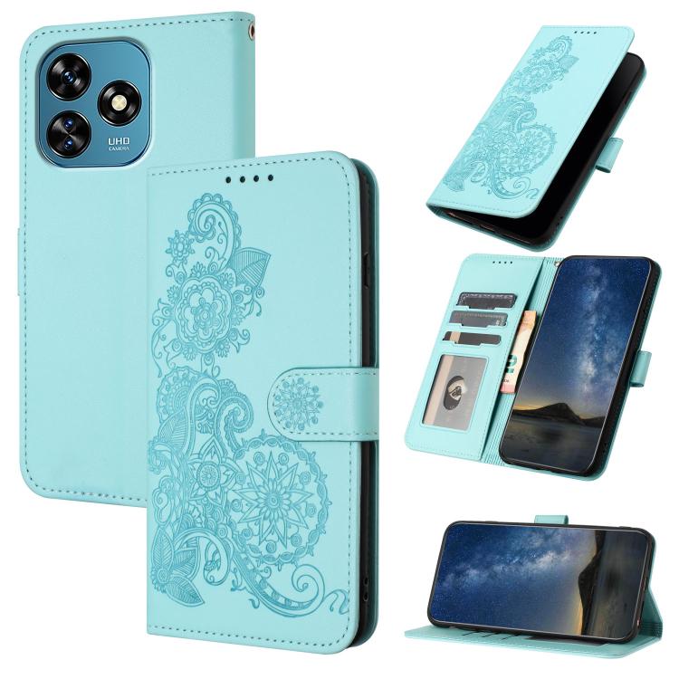 Datura Flower Embossed Flip Leather Phone Case, For Oukitel C17 4G 2026, For Oukitel C26, For Oukitel C53, For Oukitel C51