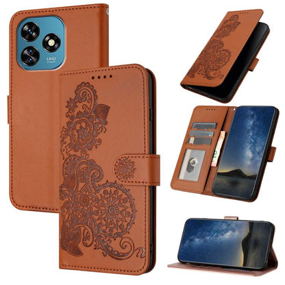 Datura Flower Embossed Flip Leather Phone Case, For Oukitel C17 4G 2026, For Oukitel C26, For Oukitel C53, For Oukitel C51