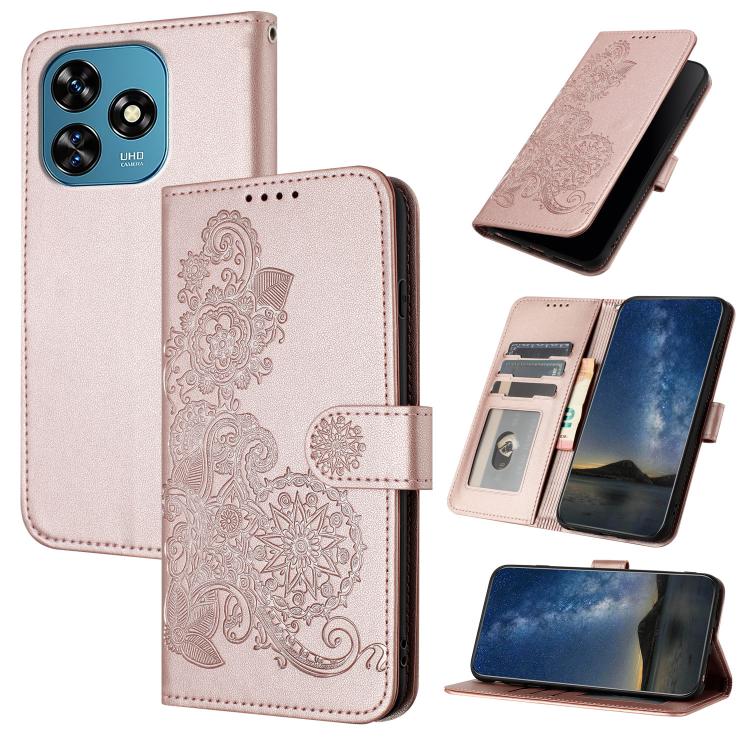 Datura Flower Embossed Flip Leather Phone Case, For Oukitel C17 4G 2026, For Oukitel C26, For Oukitel C53, For Oukitel C51