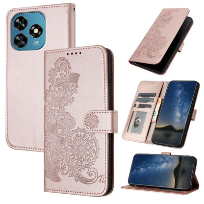 Datura Flower Embossed Flip Leather Phone Case, For Oukitel C17 4G 2026, For Oukitel C26, For Oukitel C53, For Oukitel C51