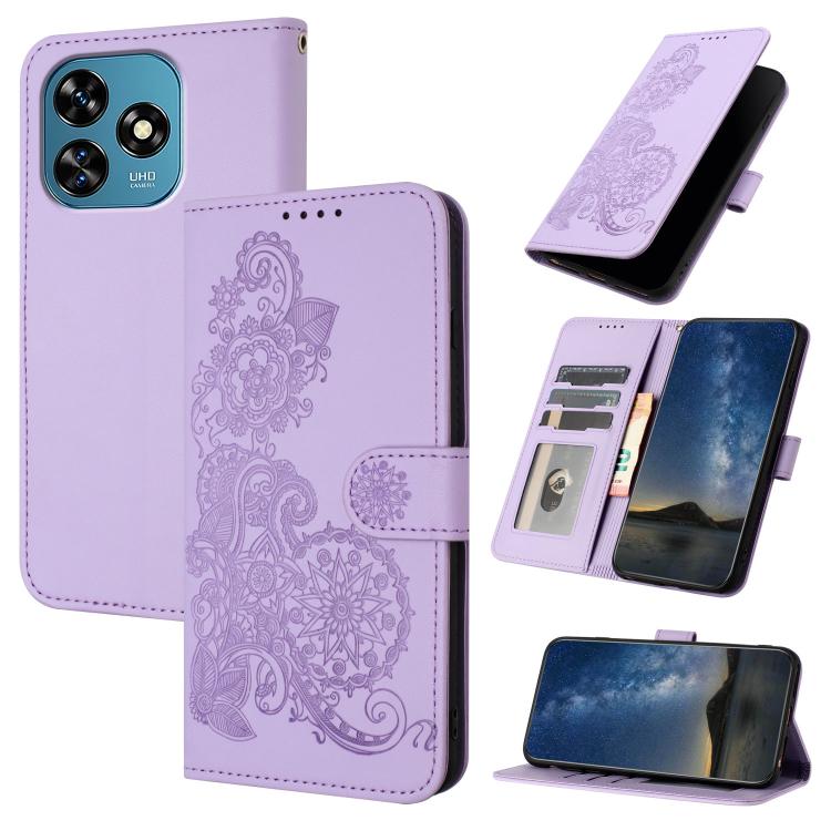 Datura Flower Embossed Flip Leather Phone Case, For Oukitel C17 4G 2026, For Oukitel C26, For Oukitel C53, For Oukitel C51
