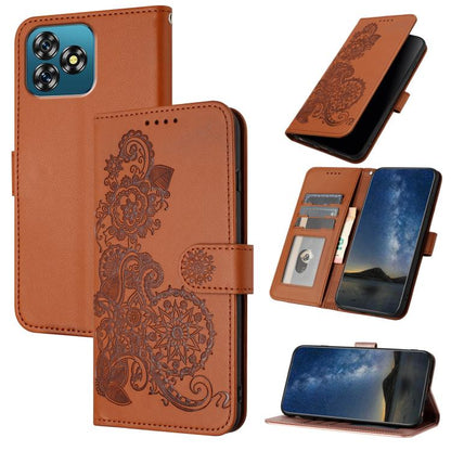 Datura Flower Embossed Flip Leather Phone Case, For Oukitel C17 4G 2026, For Oukitel C26, For Oukitel C53, For Oukitel C51