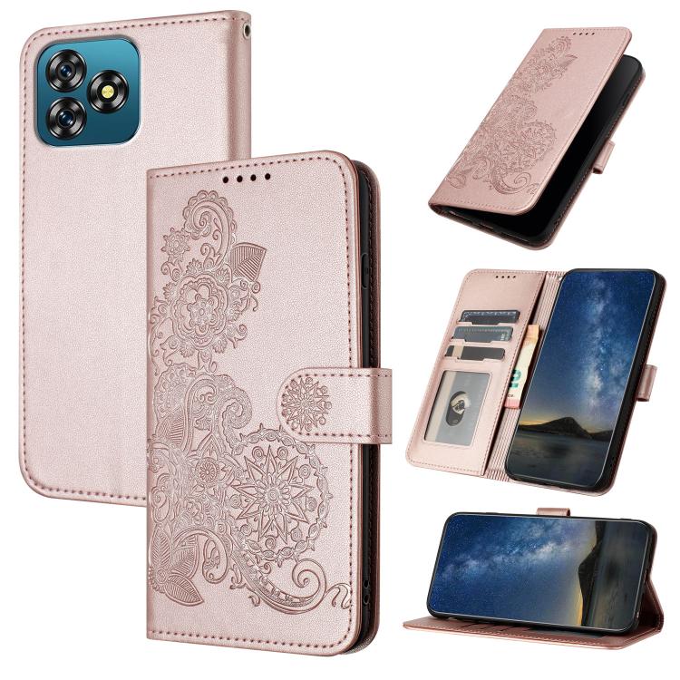 Datura Flower Embossed Flip Leather Phone Case, For Oukitel C17 4G 2026, For Oukitel C26, For Oukitel C53, For Oukitel C51