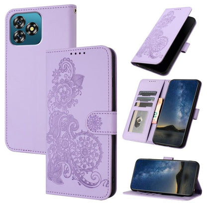Datura Flower Embossed Flip Leather Phone Case, For Oukitel C17 4G 2026, For Oukitel C26, For Oukitel C53, For Oukitel C51