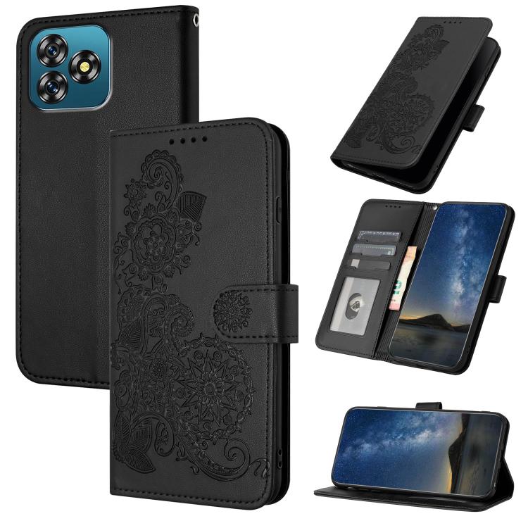 Datura Flower Embossed Flip Leather Phone Case, For Oukitel C17 4G 2026, For Oukitel C26, For Oukitel C53, For Oukitel C51