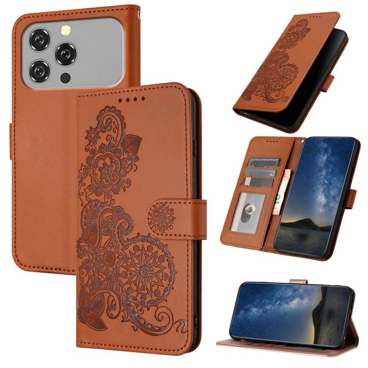 Datura Flower Embossed Flip Leather Phone Case, For Oukitel C17 4G 2026, For Oukitel C26, For Oukitel C53, For Oukitel C51