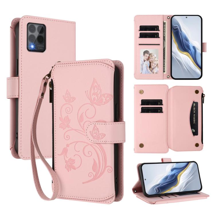 Butterfly Love Flower Multi-card Zipper Wallet Leather Phone Case, For T-Mobile Revvl 8 / T Phone 3, For T-Mobile Revvl 7 Pro / T Phone 2 Pro, For T-Mobile Revvl 7 / T Phone 2 5G, For T-Mobile Revvl 6 Pro 5G / 6X Pro 5G                                 ...