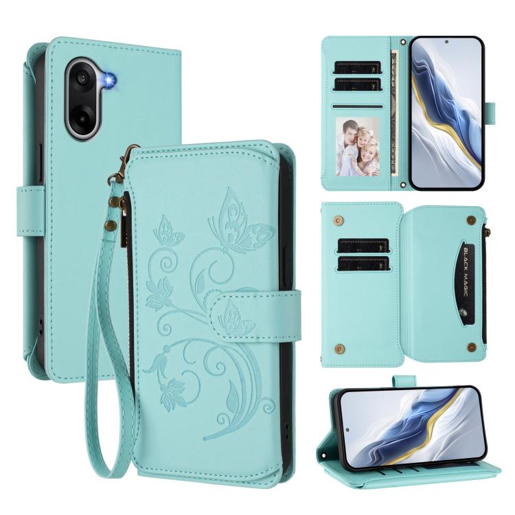 Butterfly Love Flower Multi-card Zipper Wallet Leather Phone Case, For OnePlus Turbo 6X Pro 5G, For OnePlus Turbo 6 / 6V 5G, For OnePlus Nord 5 5G / Ace 5 Ultra, For OnePlus Nord CE5 / Ace 5 Racing, For OnePlus 13T, For OnePlus 13R 5G / Ace 5 / 5 Pro  ...