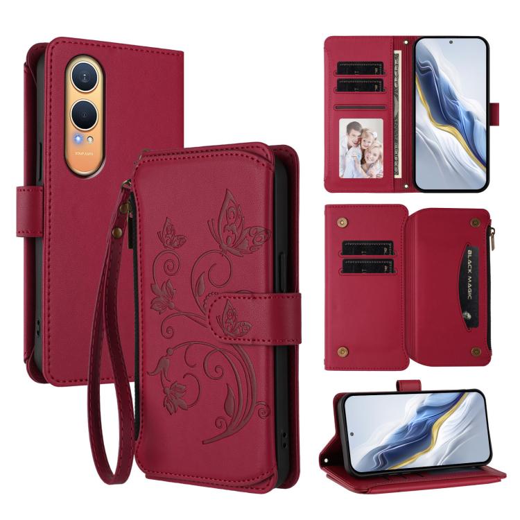 Butterfly Love Flower Multi-card Zipper Wallet Leather Phone Case, For OnePlus Turbo 6X Pro 5G, For OnePlus Turbo 6 / 6V 5G, For OnePlus Nord 5 5G / Ace 5 Ultra, For OnePlus Nord CE5 / Ace 5 Racing, For OnePlus 13T, For OnePlus 13R 5G / Ace 5 / 5 Pro  ...