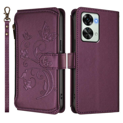 Butterfly Love Flower Multi-card Zipper Wallet Leather Phone Case, For OnePlus Nord 2T, For OnePlus 10R / Ace, For OnePlus Nord CE2 5G, For OnePlus 10 Pro 5G