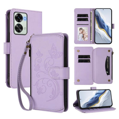 Butterfly Love Flower Multi-card Zipper Wallet Leather Phone Case, For OnePlus Nord 2T, For OnePlus 10R / Ace, For OnePlus Nord CE2 5G, For OnePlus 10 Pro 5G