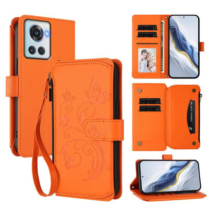 Butterfly Love Flower Multi-card Zipper Wallet Leather Phone Case, For OnePlus Nord 2T, For OnePlus 10R / Ace, For OnePlus Nord CE2 5G, For OnePlus 10 Pro 5G