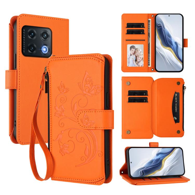 Butterfly Love Flower Multi-card Zipper Wallet Leather Phone Case, For OnePlus Nord 2T, For OnePlus 10R / Ace, For OnePlus Nord CE2 5G, For OnePlus 10 Pro 5G