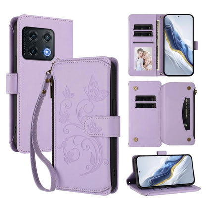 Butterfly Love Flower Multi-card Zipper Wallet Leather Phone Case, For OnePlus Nord 2T, For OnePlus 10R / Ace, For OnePlus Nord CE2 5G, For OnePlus 10 Pro 5G
