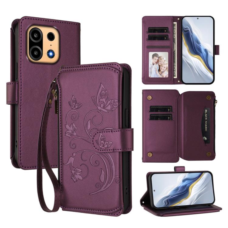 Butterfly Love Flower Multi-card Zipper Wallet Leather Phone Case, For OnePlus Turbo 6X Pro 5G, For OnePlus Turbo 6 / 6V 5G, For OnePlus Nord 5 5G / Ace 5 Ultra, For OnePlus Nord CE5 / Ace 5 Racing, For OnePlus 13T, For OnePlus 13R 5G / Ace 5 / 5 Pro  ...