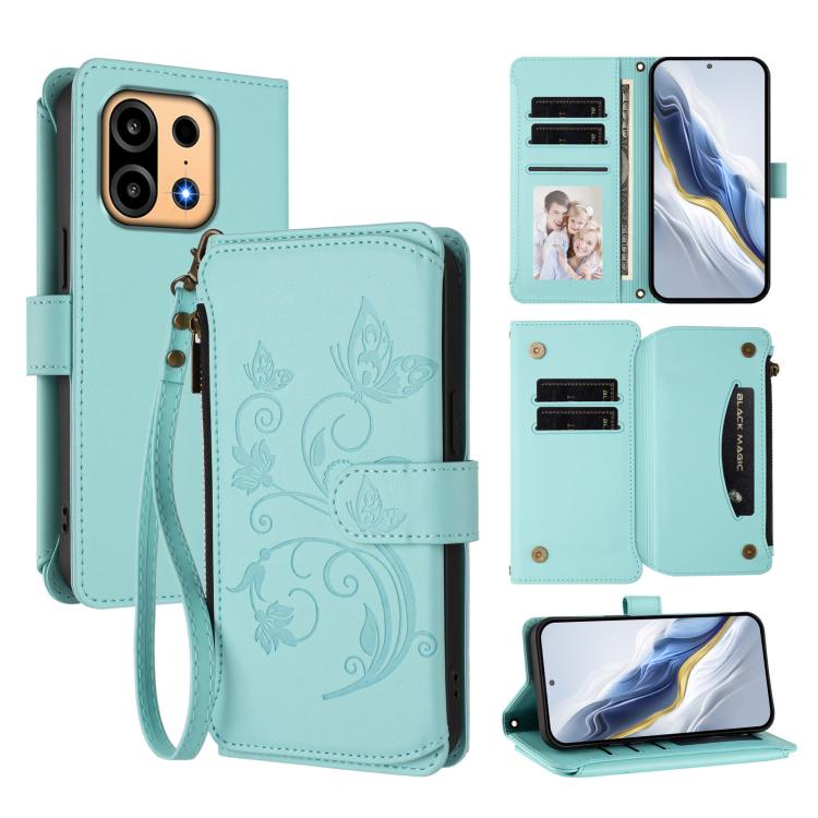 Butterfly Love Flower Multi-card Zipper Wallet Leather Phone Case, For OnePlus Turbo 6X Pro 5G, For OnePlus Turbo 6 / 6V 5G, For OnePlus Nord 5 5G / Ace 5 Ultra, For OnePlus Nord CE5 / Ace 5 Racing, For OnePlus 13T, For OnePlus 13R 5G / Ace 5 / 5 Pro  ...