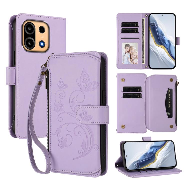 Butterfly Love Flower Multi-card Zipper Wallet Leather Phone Case, For OnePlus Turbo 6X Pro 5G, For OnePlus Turbo 6 / 6V 5G, For OnePlus Nord 5 5G / Ace 5 Ultra, For OnePlus Nord CE5 / Ace 5 Racing, For OnePlus 13T, For OnePlus 13R 5G / Ace 5 / 5 Pro  ...