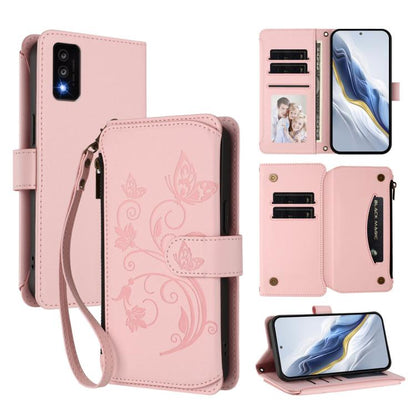 Butterfly Love Flower Multi-card Zipper Wallet Leather Phone Case, For TCL 40 SE, For TCL 403 / Vodafone Smart M23, For TCL 40R / Sharp Aquos V6 5G, For TCL 30 XL / T701DL, For TCL 305 / 306 / 30 SE AL02, For TCL Stylus 5G, For TCL 303                 ...