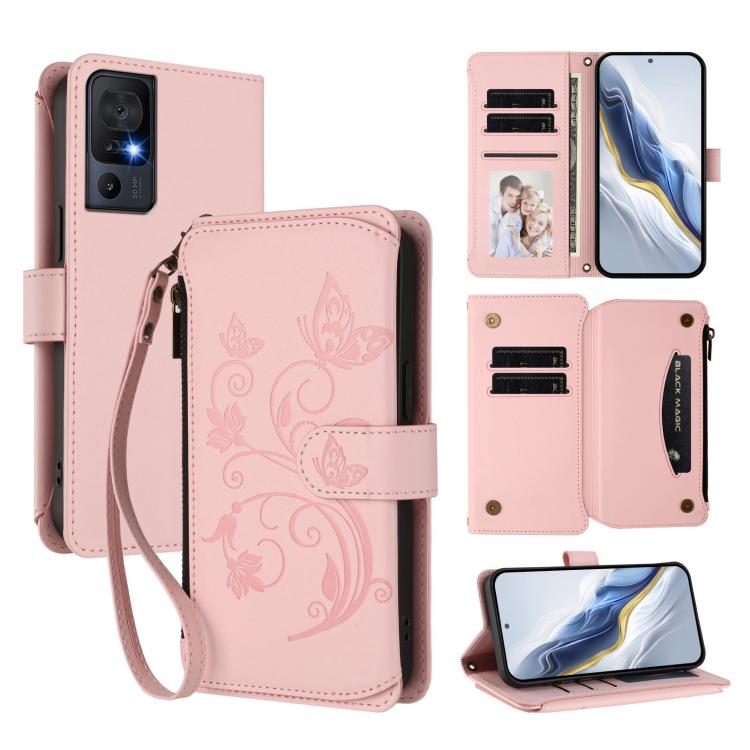 Butterfly Love Flower Multi-card Zipper Wallet Leather Phone Case, For TCL 40 SE, For TCL 403 / Vodafone Smart M23, For TCL 40R / Sharp Aquos V6 5G, For TCL 30 XL / T701DL, For TCL 305 / 306 / 30 SE AL02, For TCL Stylus 5G, For TCL 303                 ...