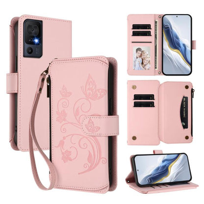 Butterfly Love Flower Multi-card Zipper Wallet Leather Phone Case, For TCL 40 SE, For TCL 403 / Vodafone Smart M23, For TCL 40R / Sharp Aquos V6 5G, For TCL 30 XL / T701DL, For TCL 305 / 306 / 30 SE AL02, For TCL Stylus 5G, For TCL 303                 ...