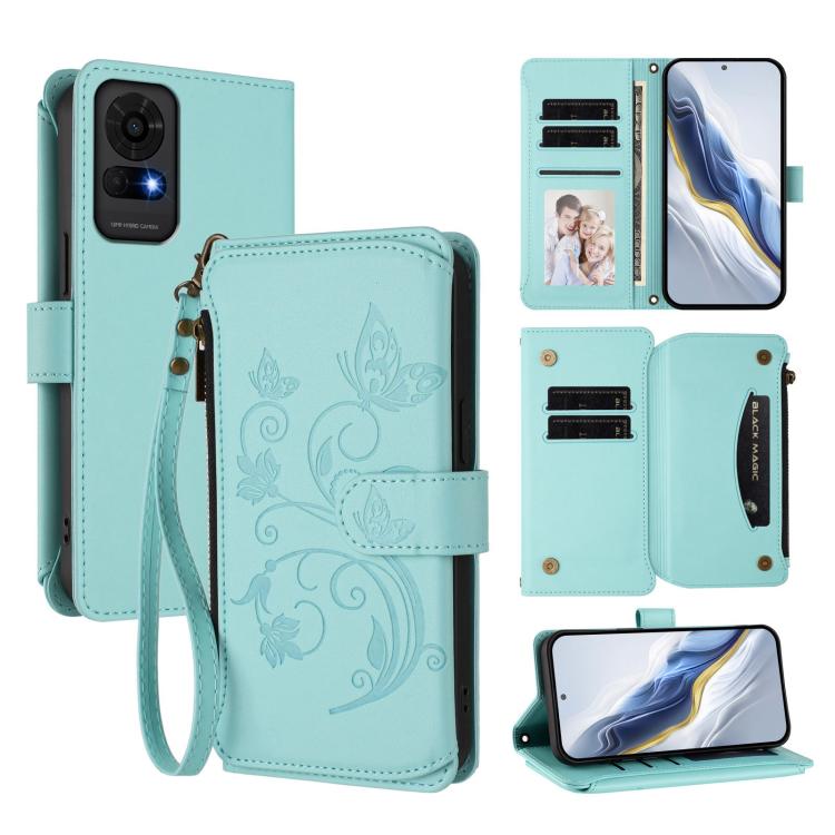 Butterfly Love Flower Multi-card Zipper Wallet Leather Phone Case, For TCL K70 Power 4G / K70 4G, For TCL NxtPaper 70 Pro 5G, For TCL K32 5G / K33 5G, For TCL 60 SE NxtPaper, For TCL 30Z / T602DL / 30 LE / T602DL, For TCL 40 XL / 40 T / T608DL         ...