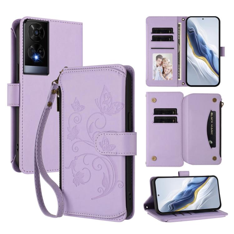 Butterfly Love Flower Multi-card Zipper Wallet Leather Phone Case, For TCL 60 5G, For TCL 60R, For TCL 503, For TCL 50 5G / 50 XE NxtPaper 5G, For TCL 50 XL / 50 XL NxtPaper 5G, For TCL 201, For TCL 50 XE, For TCL 50 SE / 40 NxtPaper 4G                ...
