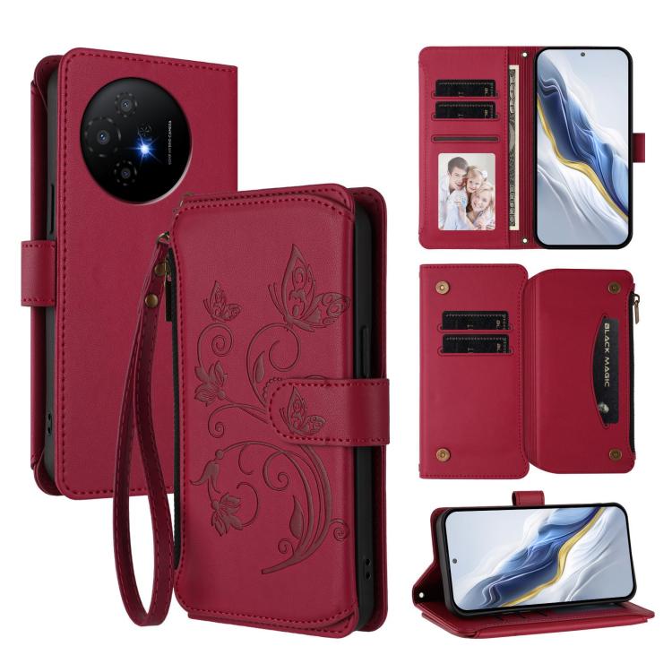 Butterfly Love Flower Multi-card Zipper Wallet Leather Phone Case, For TCL 60 5G, For TCL 60R, For TCL 503, For TCL 50 5G / 50 XE NxtPaper 5G, For TCL 50 XL / 50 XL NxtPaper 5G, For TCL 201, For TCL 50 XE, For TCL 50 SE / 40 NxtPaper 4G                ...
