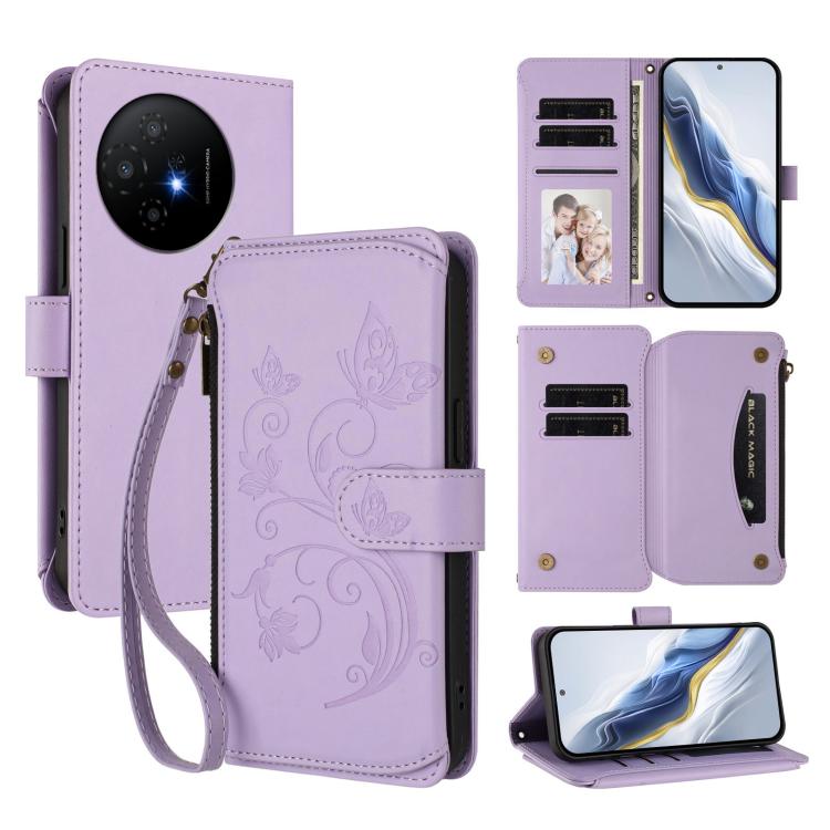 Butterfly Love Flower Multi-card Zipper Wallet Leather Phone Case, For TCL 60 5G, For TCL 60R, For TCL 503, For TCL 50 5G / 50 XE NxtPaper 5G, For TCL 50 XL / 50 XL NxtPaper 5G, For TCL 201, For TCL 50 XE, For TCL 50 SE / 40 NxtPaper 4G                ...
