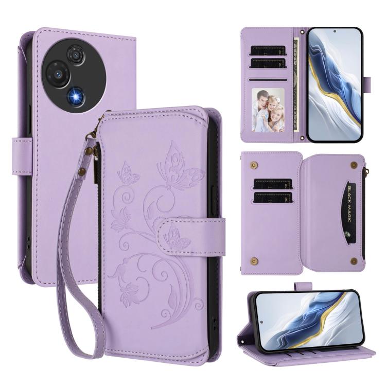 Butterfly Love Flower Multi-card Zipper Wallet Leather Phone Case, For TCL 60 5G, For TCL 60R, For TCL 503, For TCL 50 5G / 50 XE NxtPaper 5G, For TCL 50 XL / 50 XL NxtPaper 5G, For TCL 201, For TCL 50 XE, For TCL 50 SE / 40 NxtPaper 4G                ...