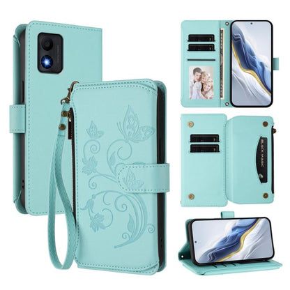 Butterfly Love Flower Multi-card Zipper Wallet Leather Phone Case, For TCL 40 SE, For TCL 403 / Vodafone Smart M23, For TCL 40R / Sharp Aquos V6 5G, For TCL 30 XL / T701DL, For TCL 305 / 306 / 30 SE AL02, For TCL Stylus 5G, For TCL 303                 ...