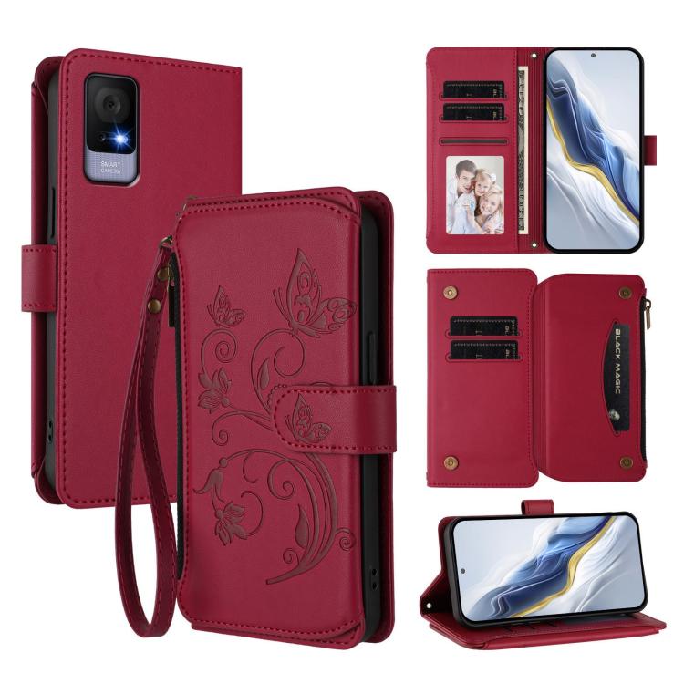 Butterfly Love Flower Multi-card Zipper Wallet Leather Phone Case, For TCL K70 Power 4G / K70 4G, For TCL NxtPaper 70 Pro 5G, For TCL K32 5G / K33 5G, For TCL 60 SE NxtPaper, For TCL 30Z / T602DL / 30 LE / T602DL, For TCL 40 XL / 40 T / T608DL         ...
