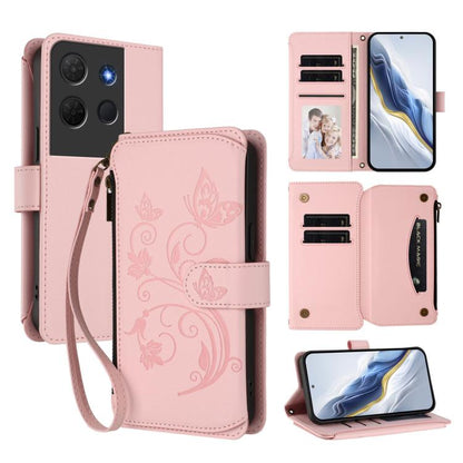 Butterfly Love Flower Multi-card Zipper Wallet Leather Phone Case, For TCL 60 5G, For TCL 60R, For TCL 503, For TCL 50 5G / 50 XE NxtPaper 5G, For TCL 50 XL / 50 XL NxtPaper 5G, For TCL 201, For TCL 50 XE, For TCL 50 SE / 40 NxtPaper 4G                ...