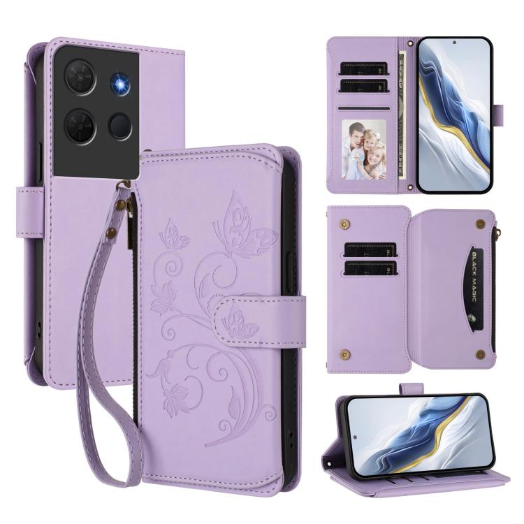 Butterfly Love Flower Multi-card Zipper Wallet Leather Phone Case, For TCL 60 5G, For TCL 60R, For TCL 503, For TCL 50 5G / 50 XE NxtPaper 5G, For TCL 50 XL / 50 XL NxtPaper 5G, For TCL 201, For TCL 50 XE, For TCL 50 SE / 40 NxtPaper 4G                ...