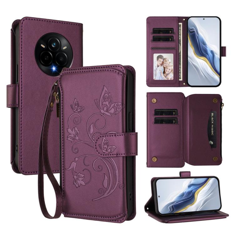 Butterfly Love Flower Multi-card Zipper Wallet Leather Phone Case, For Realme P3 Ultra 5G Global, For Realme P3 Pro 5G Global, For Realme C75 4G Global / 14x 5G India, For Realme 14 Pro+ 5G, For Realme 14 Pro+ 5G Global, For Realme 14 Pro 5G India     ...