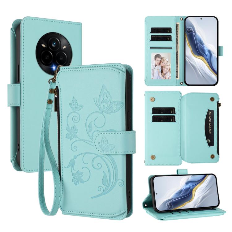 Butterfly Love Flower Multi-card Zipper Wallet Leather Phone Case, For Realme P3 Ultra 5G Global, For Realme P3 Pro 5G Global, For Realme C75 4G Global / 14x 5G India, For Realme 14 Pro+ 5G, For Realme 14 Pro+ 5G Global, For Realme 14 Pro 5G India     ...