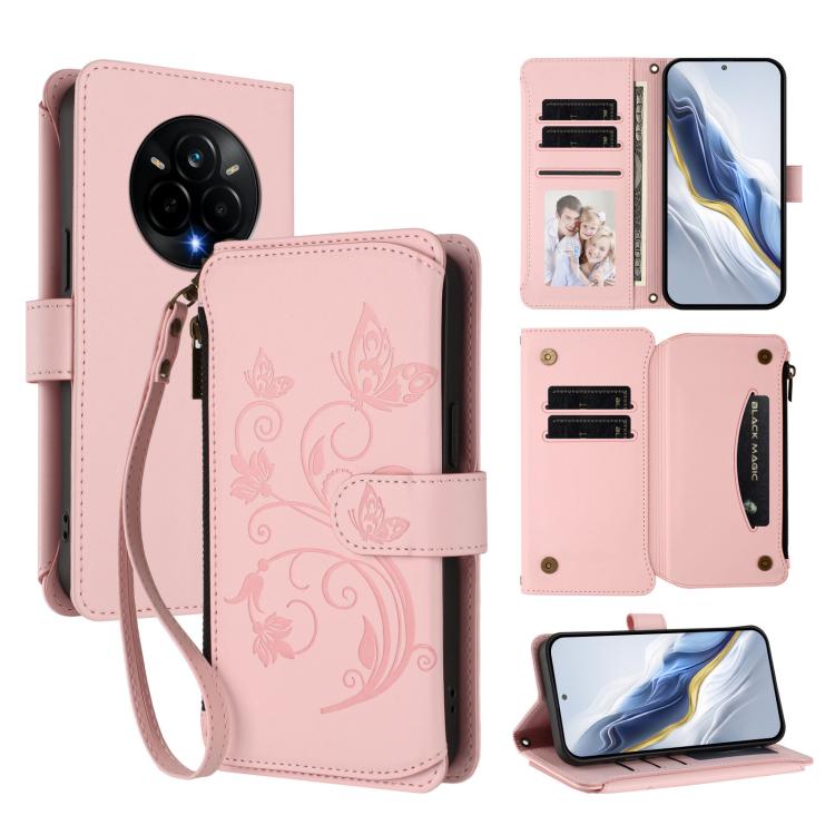 Butterfly Love Flower Multi-card Zipper Wallet Leather Phone Case, For Realme P3 Ultra 5G Global, For Realme P3 Pro 5G Global, For Realme C75 4G Global / 14x 5G India, For Realme 14 Pro+ 5G, For Realme 14 Pro+ 5G Global, For Realme 14 Pro 5G India     ...