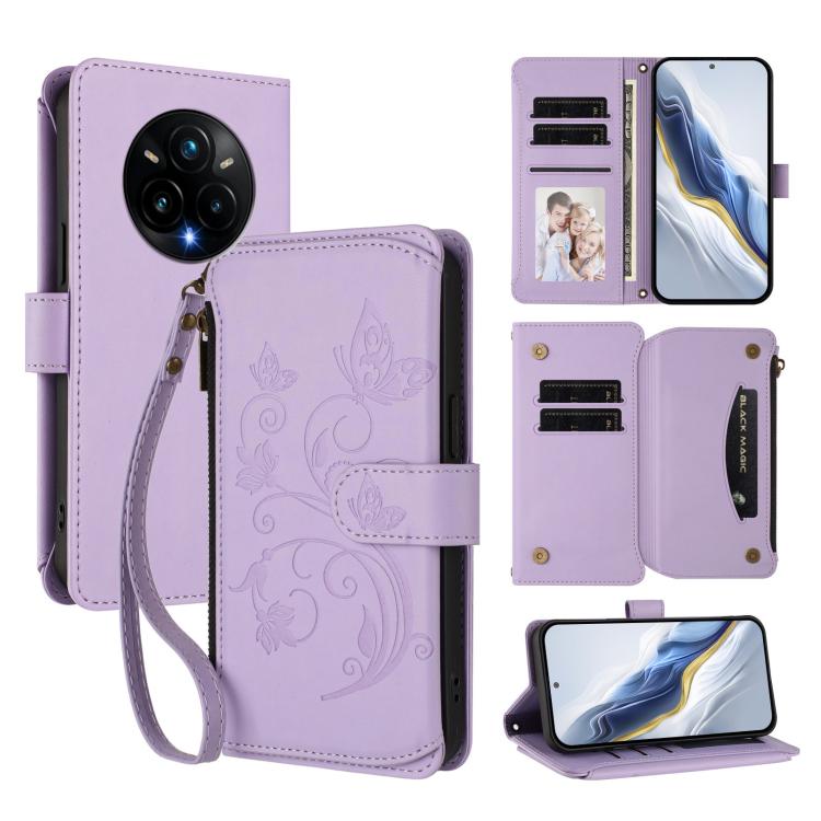 Butterfly Love Flower Multi-card Zipper Wallet Leather Phone Case, For Realme P3 Ultra 5G Global, For Realme P3 Pro 5G Global, For Realme C75 4G Global / 14x 5G India, For Realme 14 Pro+ 5G, For Realme 14 Pro+ 5G Global, For Realme 14 Pro 5G India     ...